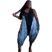 Women's Plus Size Tie Dye Jumpsuit With Pockets - Fabulously Dressed Boutique 