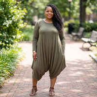 Women's  Plus Size Harem Long Sleeve Jumpsuits