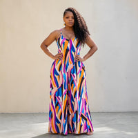 Women's Splash Of Color Wide leg Jumpsuit With Pockets