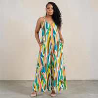 Women's Splash Of Color Wide leg Jumpsuit With Pockets