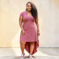 Ribbed Plus Size Hi Low Maxi Dress