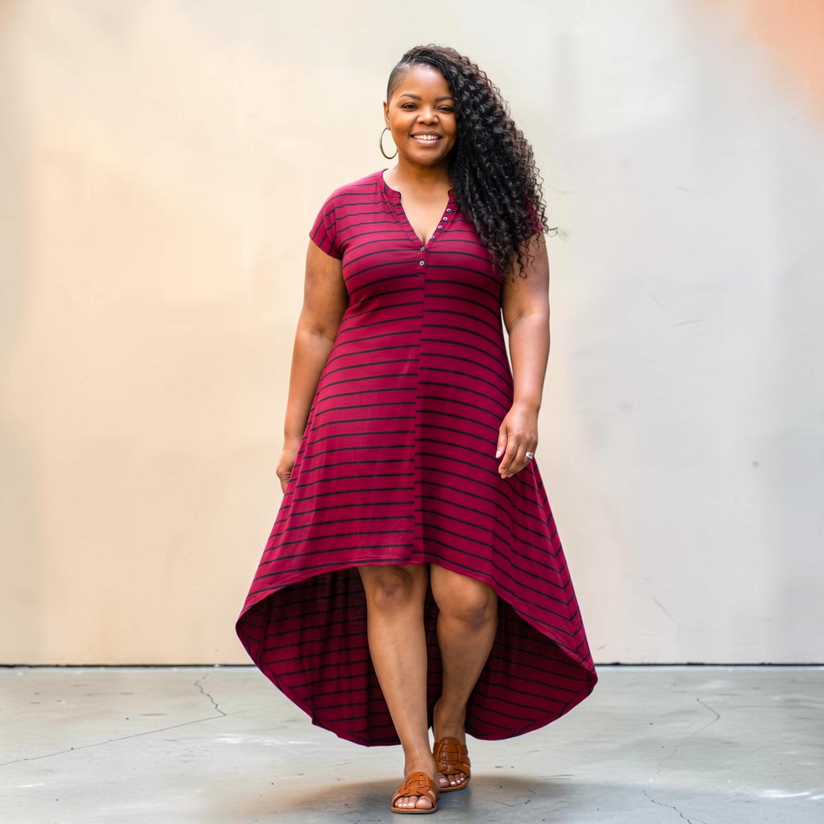 Ribbed Plus Size Hi Low Maxi Dress