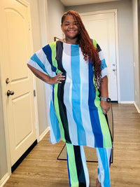 Women's Plus Size Chiffon Striped Set - Fabulously Dressed Boutique 