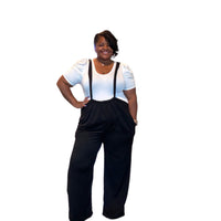 Plus Size Boho Chic Wide Leg Suspender Pants - Fabulously Dressed Boutique 
