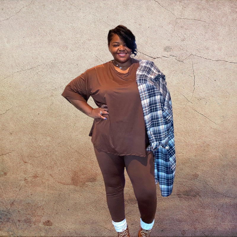 Plus Size Oversized T-shirt & Leggings Set - Fabulously Dressed Boutique 