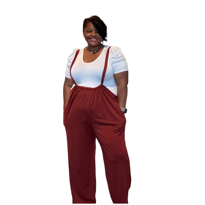 Plus Size Boho Chic Wide Leg Suspender Pants - Fabulously Dressed Boutique 