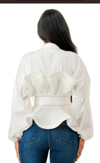 Women's Plus Size Elegant Ruffled Blouse - Fabulously Dressed Boutique 