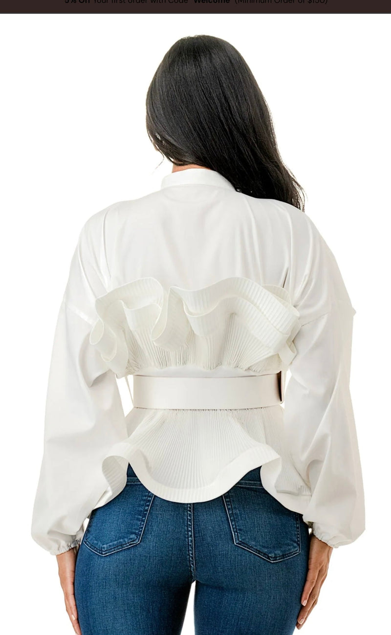 Women's Plus Size Elegant Ruffled Blouse - Fabulously Dressed Boutique 