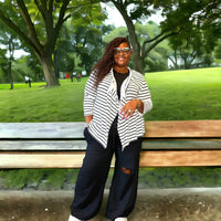 Women's Plus Size Striped Open Front Cardigans - Fabulously Dressed Boutique 
