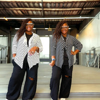 Women's Plus Size Striped Open Front Cardigans - Fabulously Dressed Boutique 