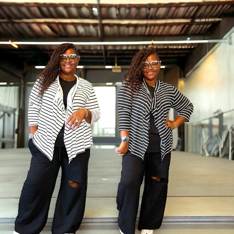 Women's Plus Size Striped Open Front Cardigans - Fabulously Dressed Boutique 