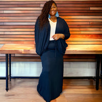 Women's Plus Size Cocoon Cardigan Maxi Skirt Set - Fabulously Dressed Boutique 