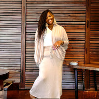 Women's Plus Size Cocoon Cardigan Maxi Skirt Set - Fabulously Dressed Boutique 
