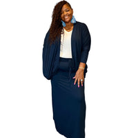 Women's Plus Size Cocoon Cardigan Maxi Skirt Set - Fabulously Dressed Boutique 