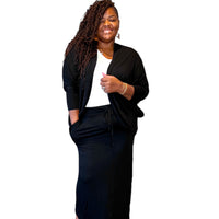 Women's Plus Size Cocoon Cardigan Maxi Skirt Set - Fabulously Dressed Boutique 
