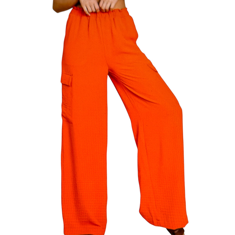 Women's Plus Size Spicy Orange Cargo Pants - Fabulously Dressed Boutique 