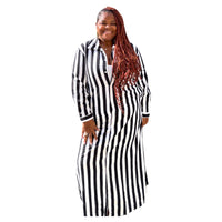 Women's Plus Size Striped Maxi Dress/Duster - Fabulously Dressed Boutique 