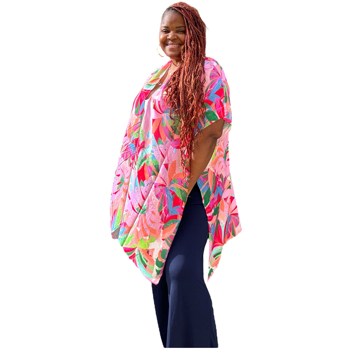 Women's Vibrant Neon Color Splash Kimono - Fabulously Dressed Boutique 