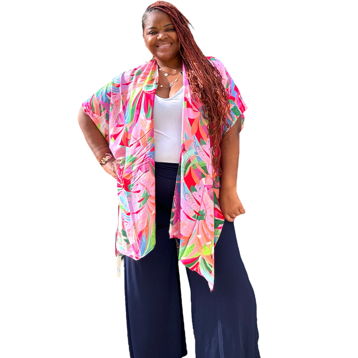 Women's Vibrant Neon Color Splash Kimono - Fabulously Dressed Boutique 