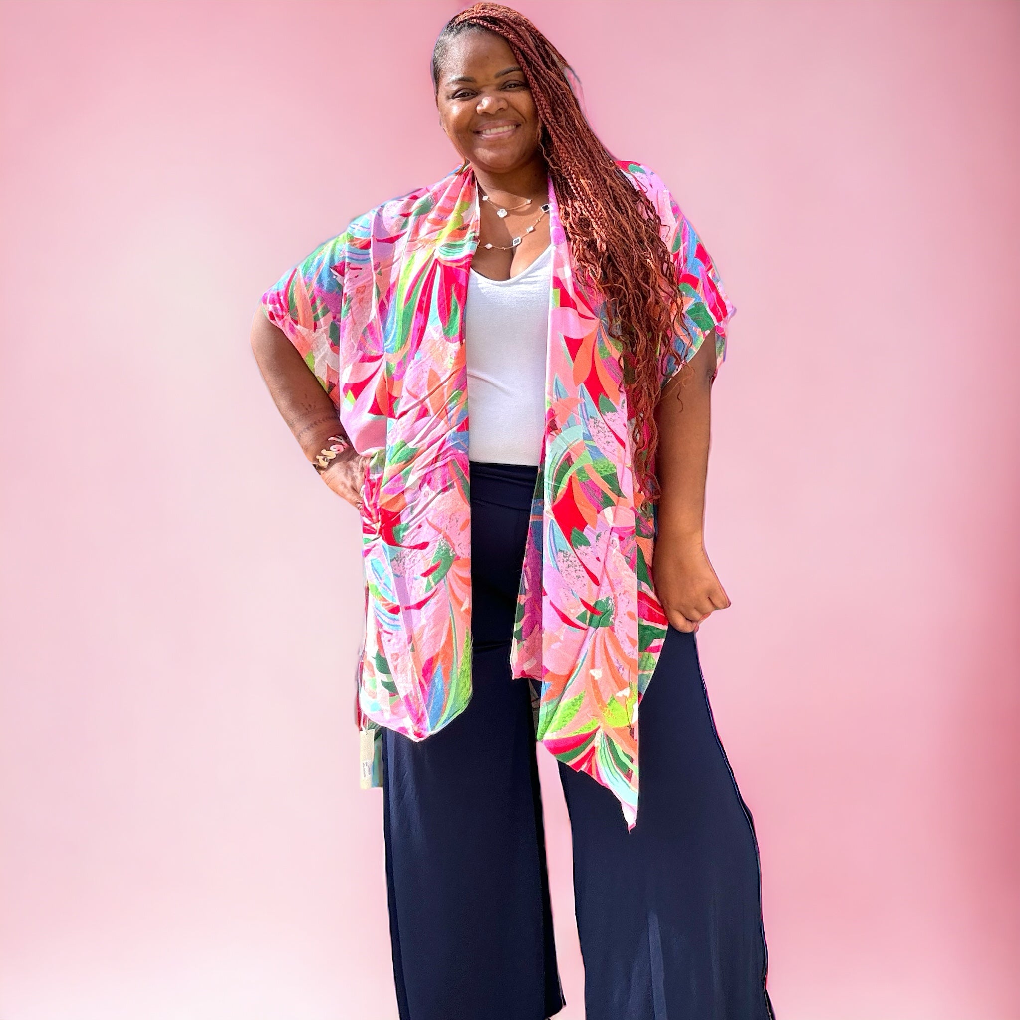 Women's Vibrant Neon Color Splash Kimono - Fabulously Dressed Boutique 