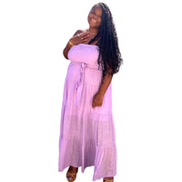 Plus Size Lavender Tube Tiered Maxi Dress - Fabulously Dressed Boutique 