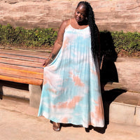 Women's Plus size Strappy Ombre Tie Dye Maxi Dress - Fabulously Dressed Boutique 