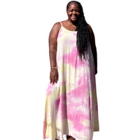 Women's Plus size Strappy Ombre Tie Dye Maxi Dress - Fabulously Dressed Boutique 