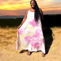 Women's Plus size Strappy Ombre Tie Dye Maxi Dress - Fabulously Dressed Boutique 