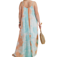 Women's Plus size Strappy Ombre Tie Dye Maxi Dress - Fabulously Dressed Boutique 