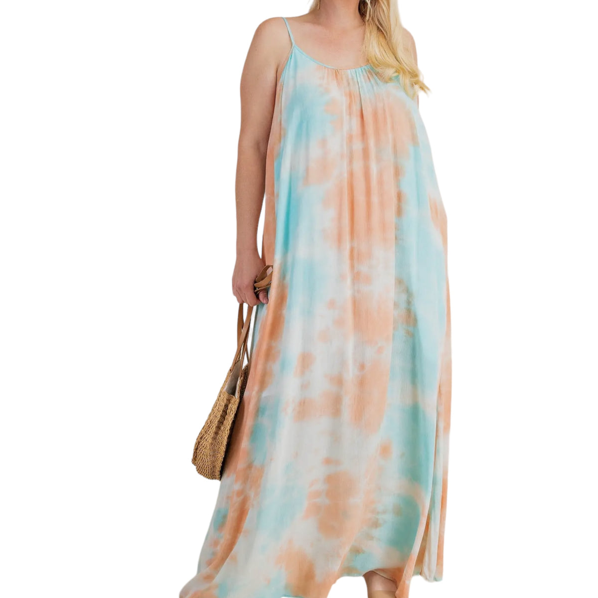 Women's Plus size Strappy Ombre Tie Dye Maxi Dress - Fabulously Dressed Boutique 