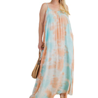 Women's Plus size Strappy Ombre Tie Dye Maxi Dress - Fabulously Dressed Boutique 