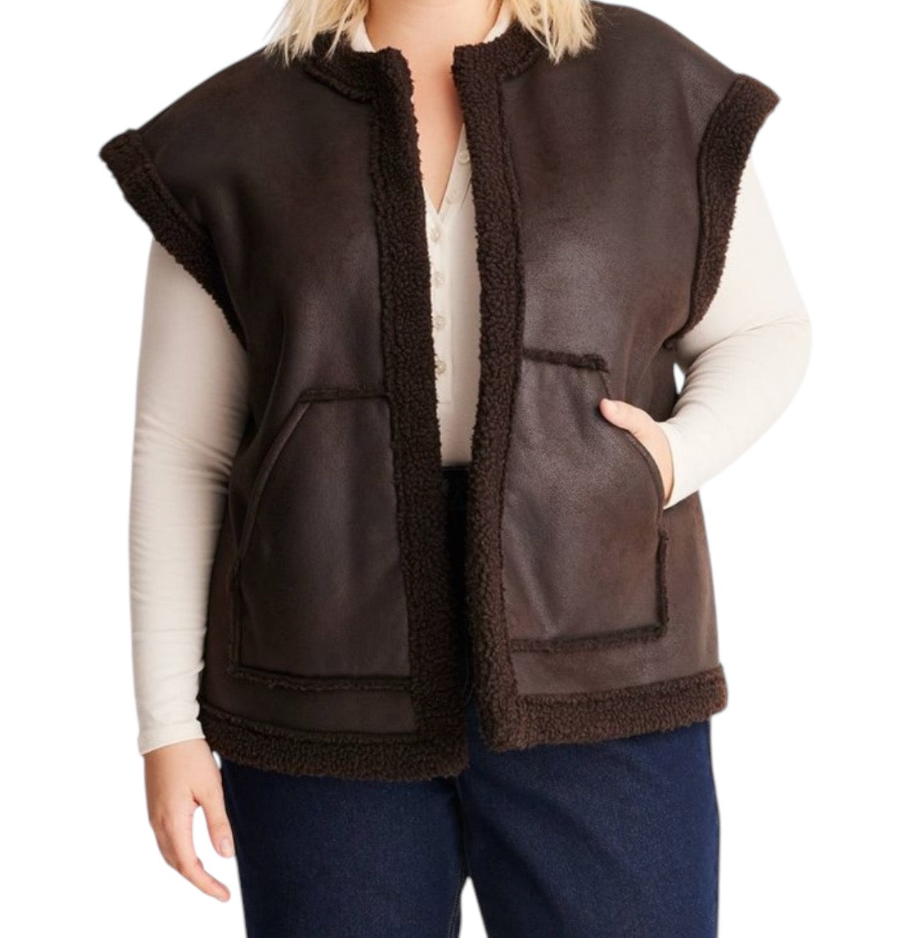 Women's Plus Size Brown Vest