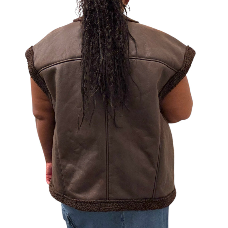 Women's Plus Size Brown Vest - Fabulously Dressed Boutique 