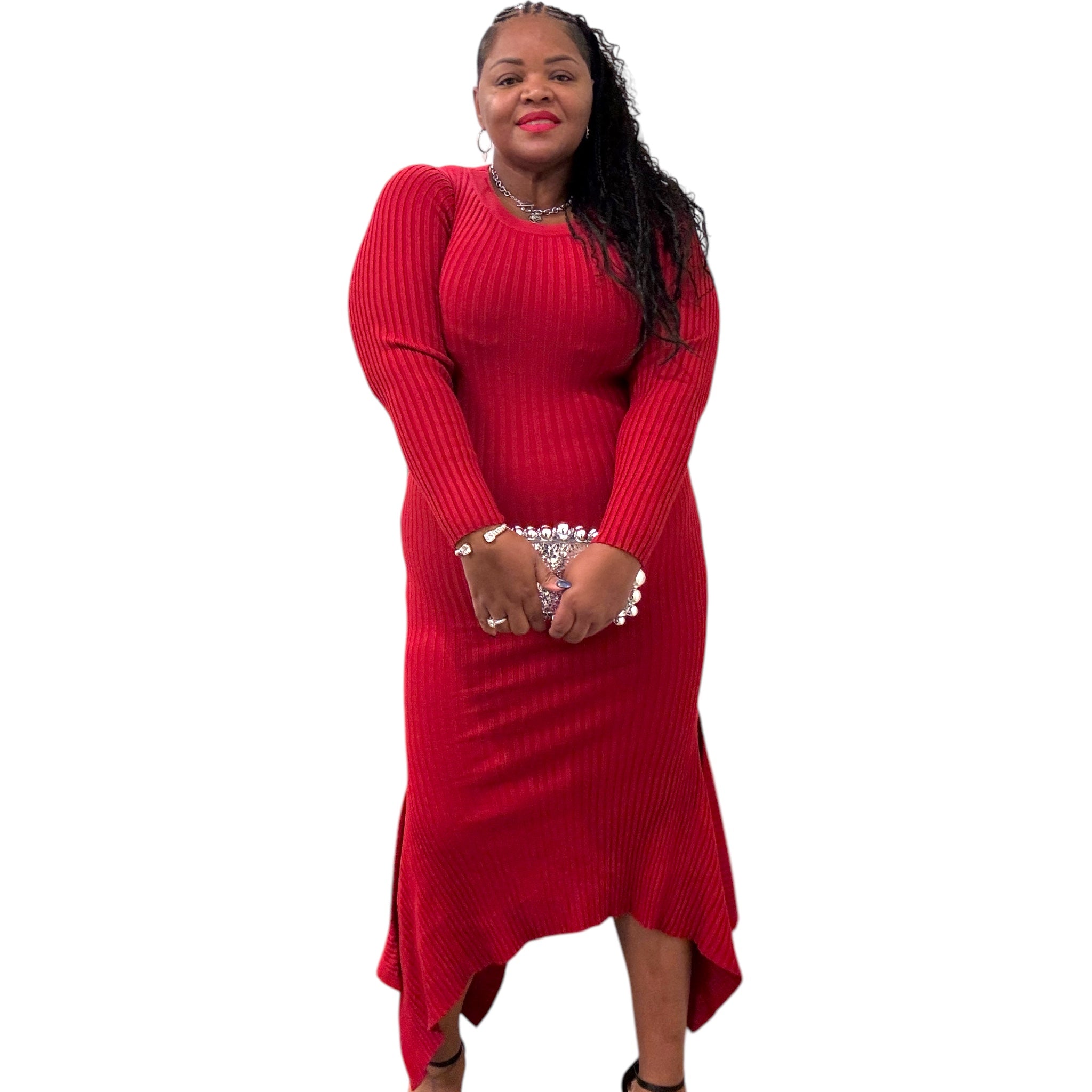 Womens Plus Size Sweater Maxi Dress