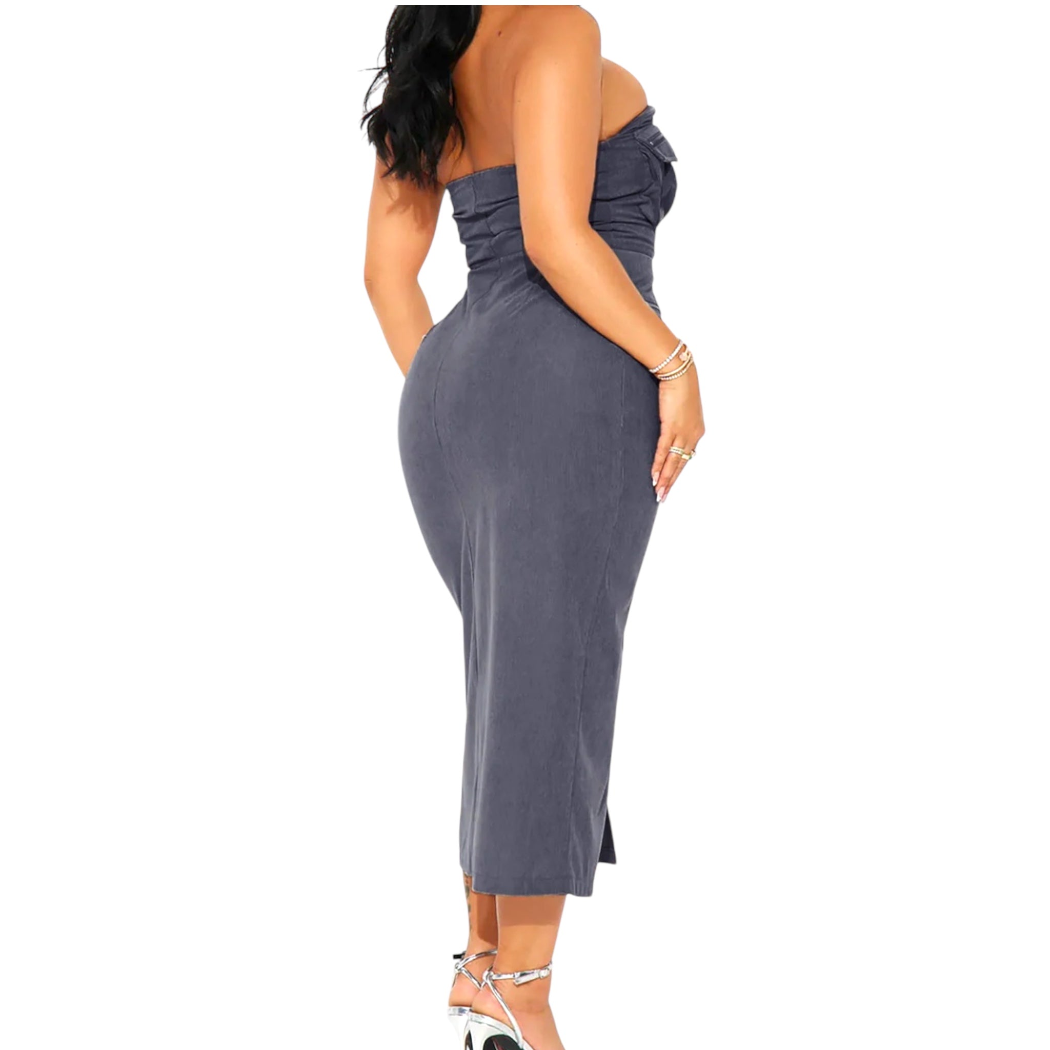 Women's Plus Size Zipper Charcoal CargoTube Dress