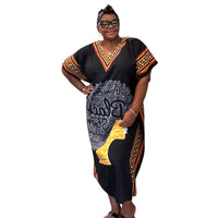 Women's Dashiki Border Print Kaftan One Size