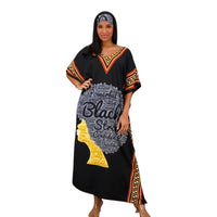Women's Dashiki Border Print Kaftan One Size