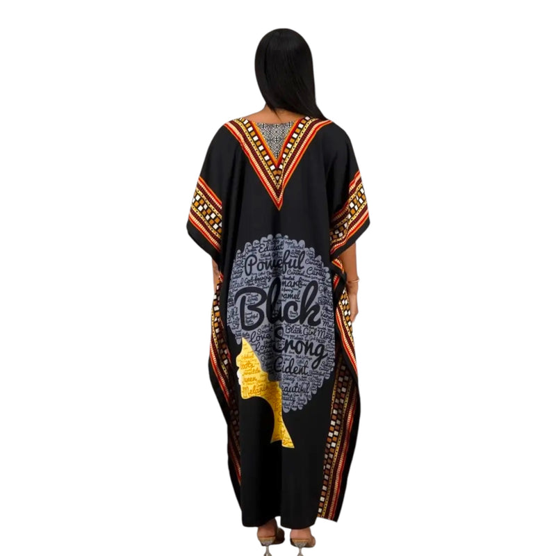 Women's Dashiki Border Print Kaftan One Size