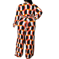 The Lola V Cut Multicolored Long Sleeve Jumpsuit