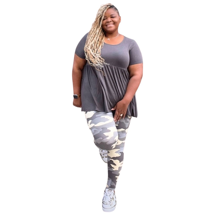 Plus Size Gray Peplum Top