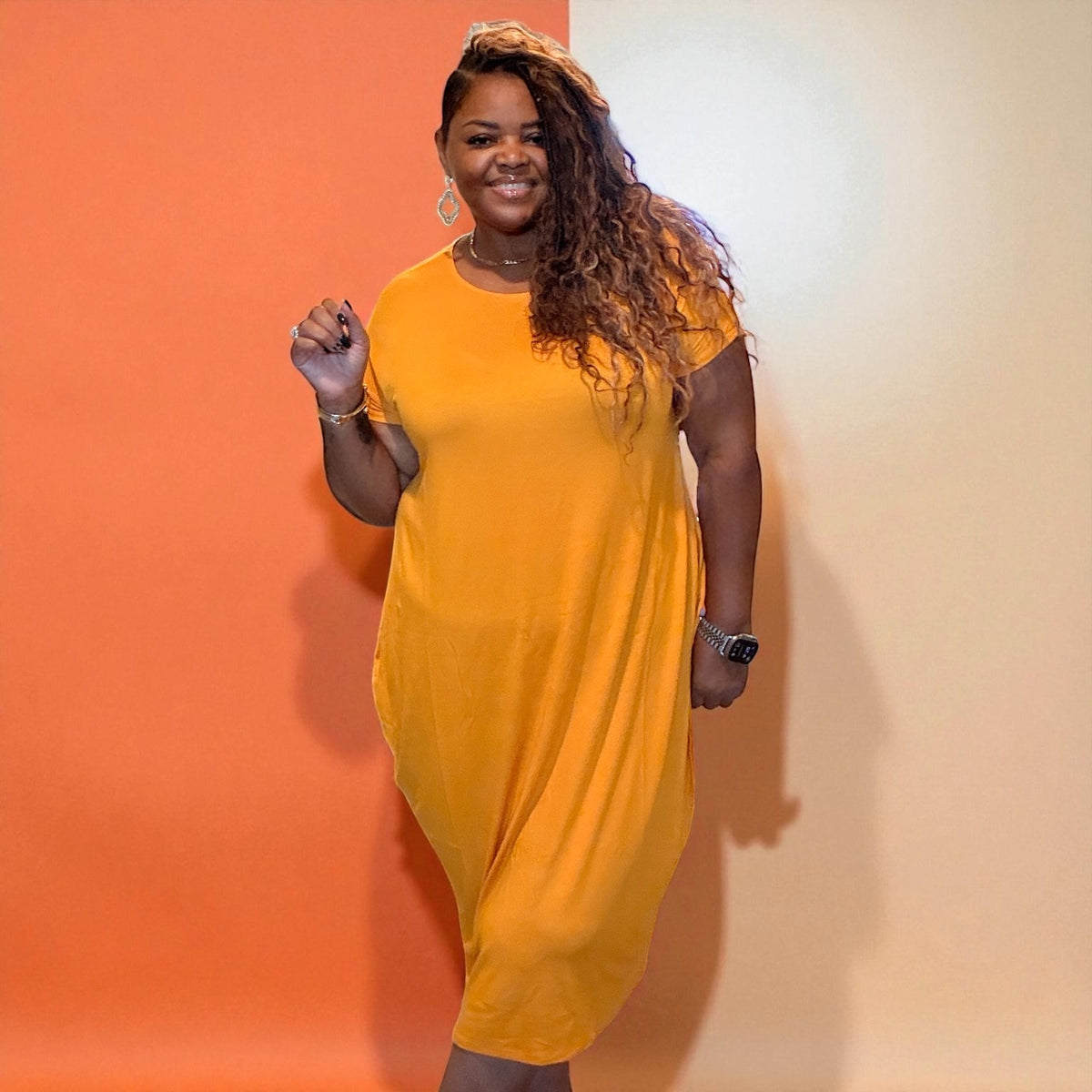 Plus Size Cocoon Maxi Dress with Dolman Sleeves