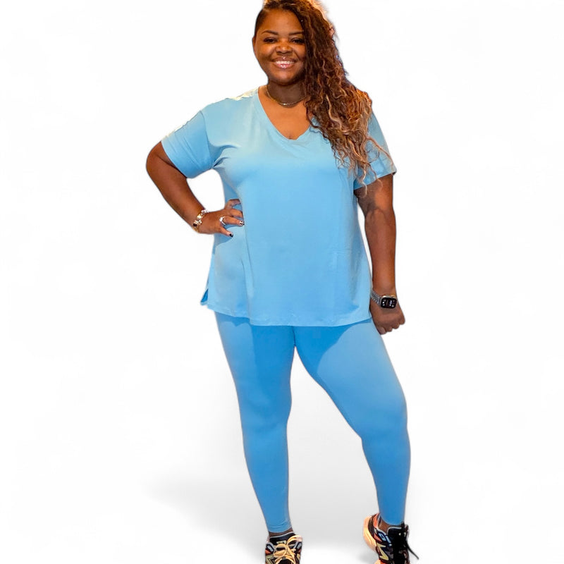 Womens Plus Microfiber Top & Leggings 2pc Set