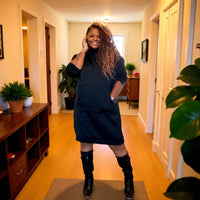 Womens Black Sweatshirt Hoodie Dress