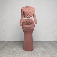 Women's Plus Size Shirring Maxi Skirt Set