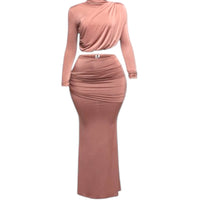 Women's Plus Size Shirring Maxi Skirt Set