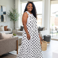 Womens Plus SIze Polka Dot Wide Leg Jumpsuit