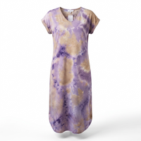 Women's Plus Size Lavender Tie Dye Tunic Maxi Dress