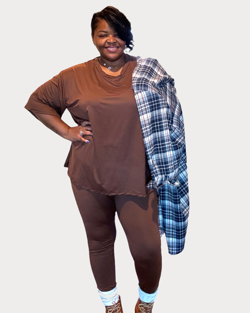 Plus Size Oversized T-shirt & Leggings Set - Fabulously Dressed Boutique 