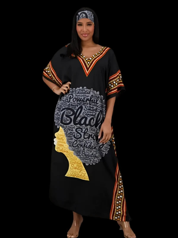 Women's Dashiki Border Print Kaftan One Size