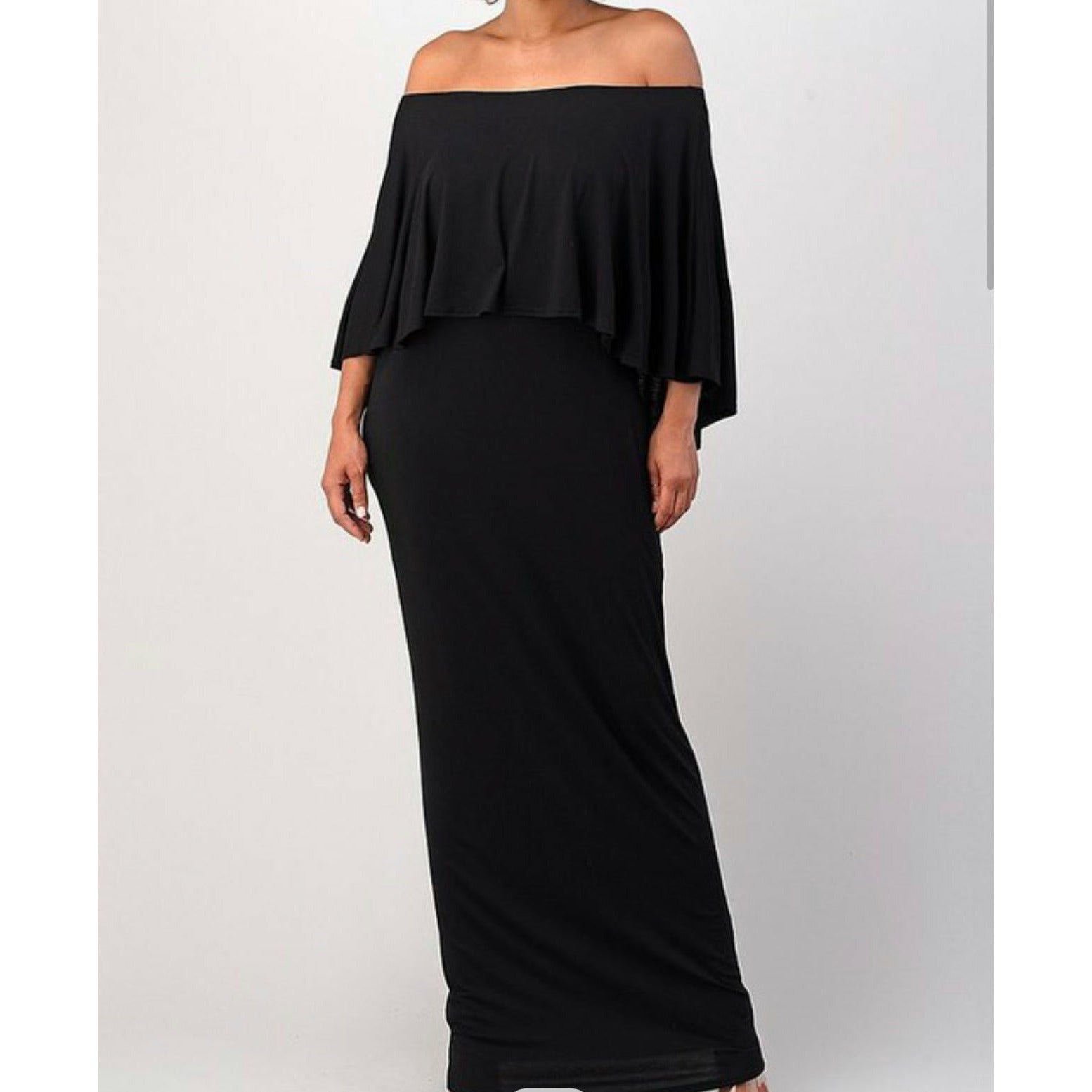 The Dana Black Draped Maxi Dress Size 3X - Fabulously Dressed Boutique 